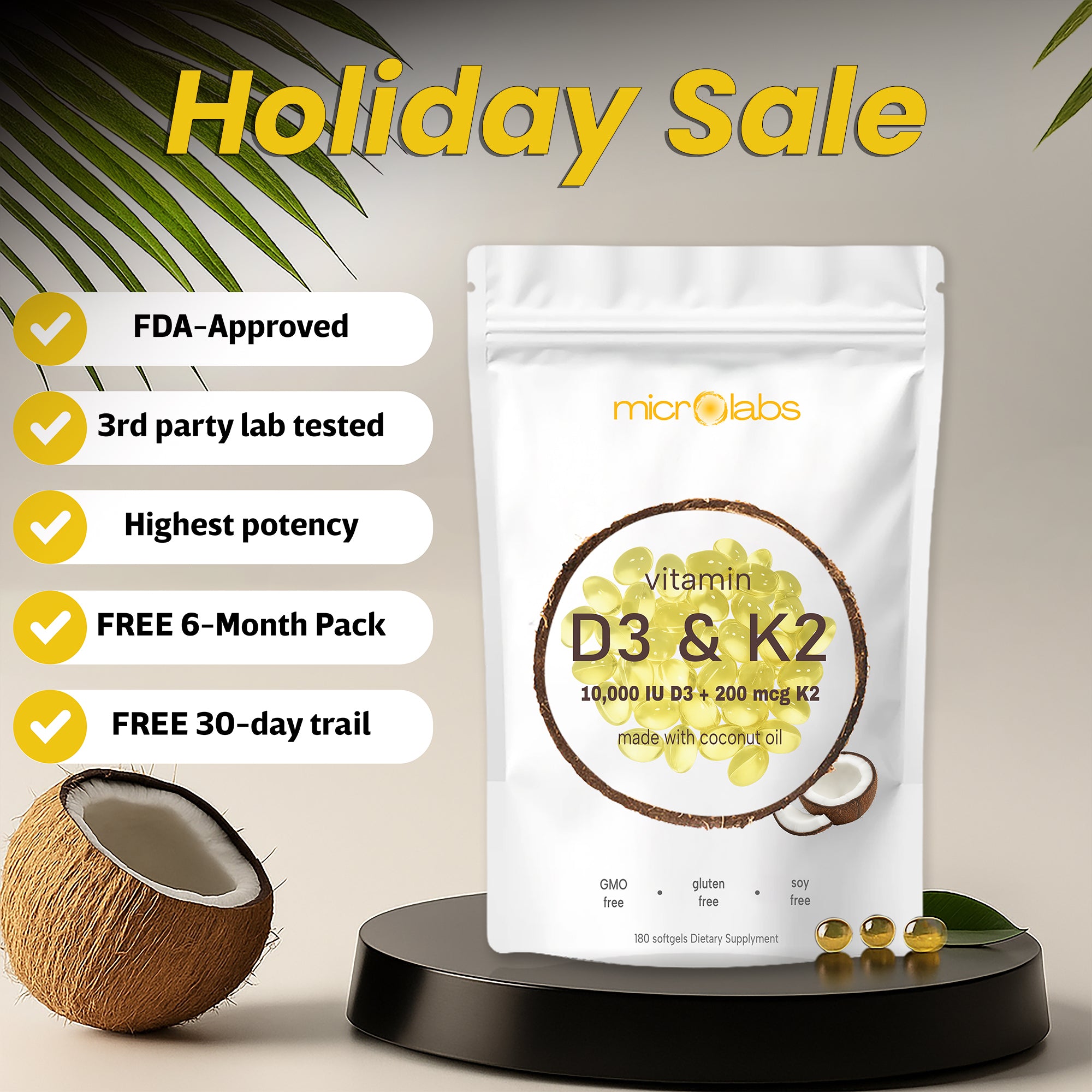 Vitamina D3 y K2 de alta potencia