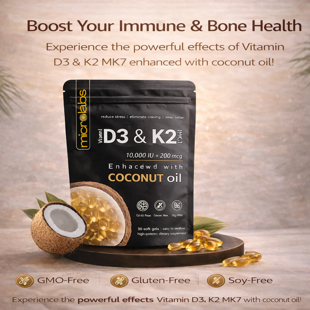 MicroLabs High Potency Vitamin D3 + K2 Support