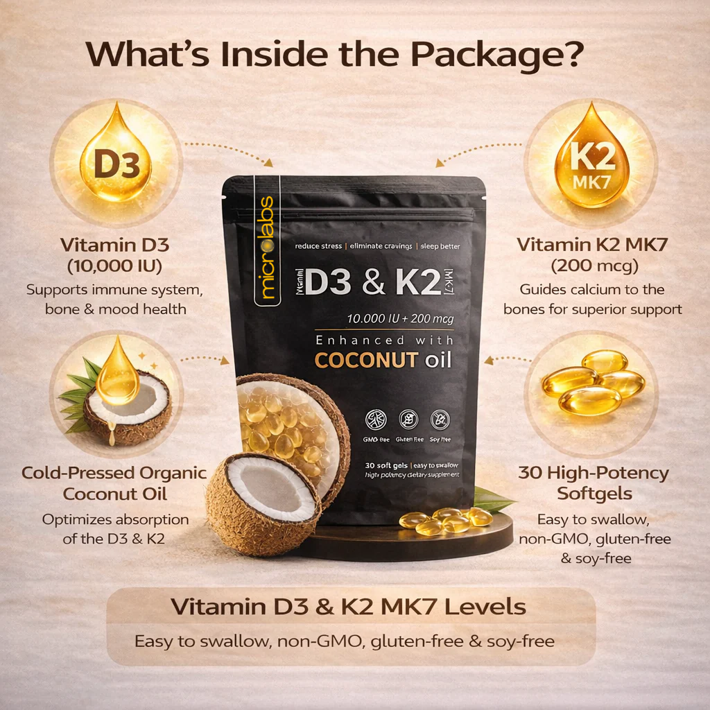 MicroLabs High Potency Vitamin D3 + K2 Support