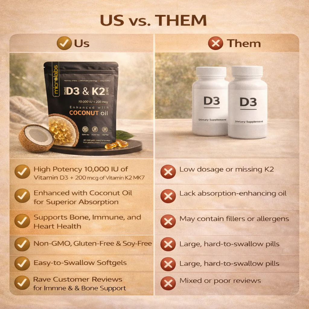 MicroLabs High Potency Vitamin D3 + K2 Support