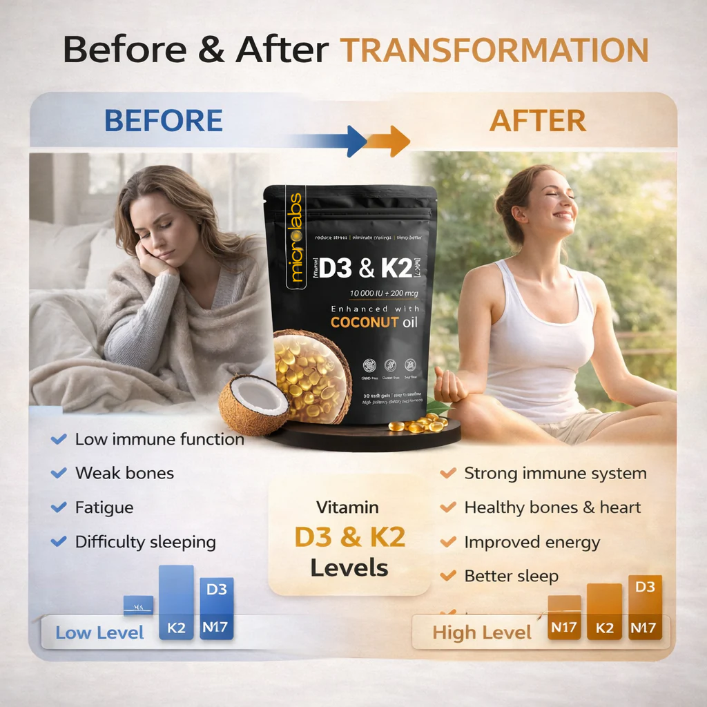 MicroLabs High Potency Vitamin D3 + K2 Support