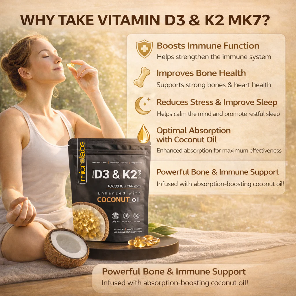 MicroLabs High Potency Vitamin D3 + K2 Support