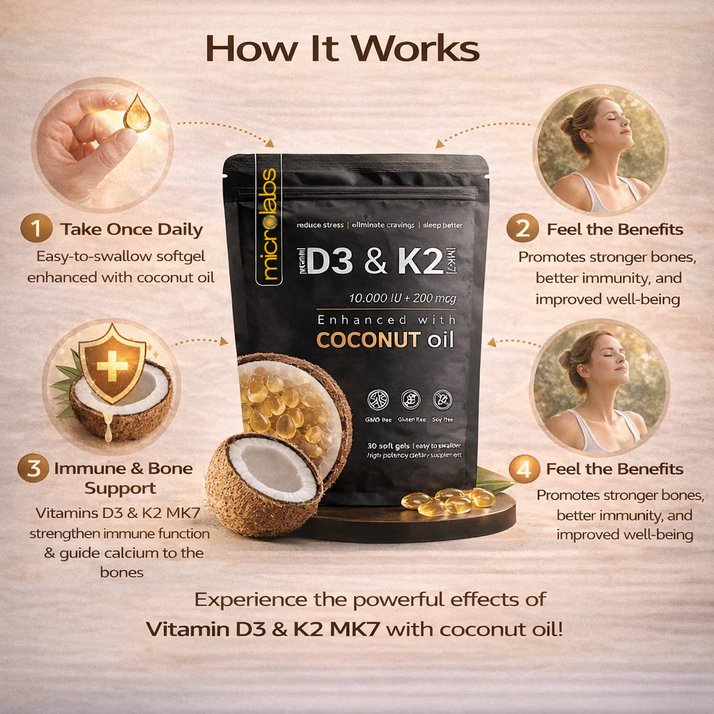 MicroLabs High Potency Vitamin D3 + K2 Support